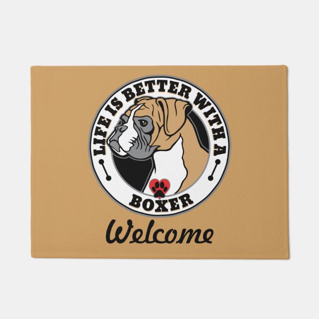 Boxer Personalisiertes Leben besser mit einem Boxe Fußmatte (Vorderseite)