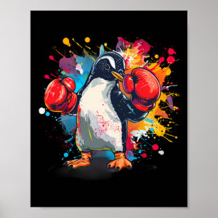 Boxer Pinguin mit Boxhandschuhen Kickboxen Lustig Poster