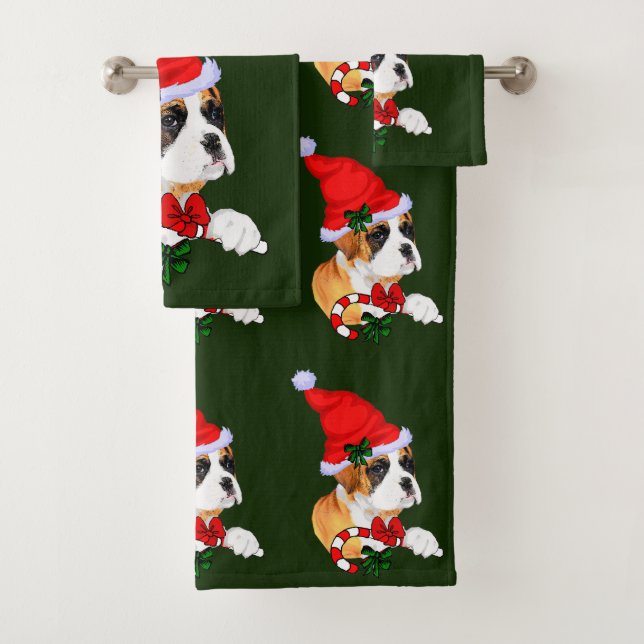 Boxer Puppy Christmas Badhandtuch Set (Insitu)