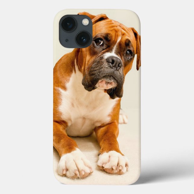 Boxer Puppy on ivory cream backdrop. Case-Mate iPhone Hülle (Rückseite)