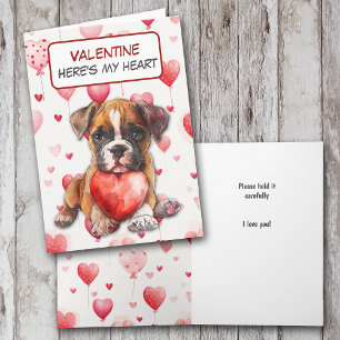 Boxer Puppy Tenir Mon Coeur Carte Valentine