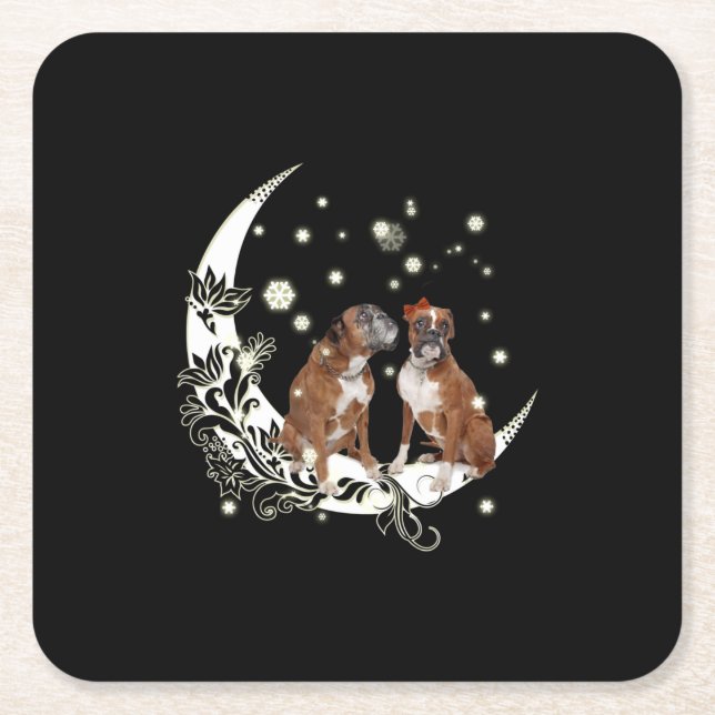 Boxer Rechteckiger Pappuntersetzer (Vorderseite)