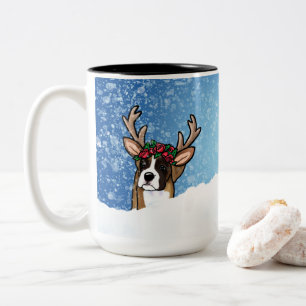Boxer Rentier Weihnachten Zweifarben-Kaffeebecher Zweifarbige Tasse