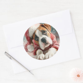 Boxer Round Round Christmas Sticker