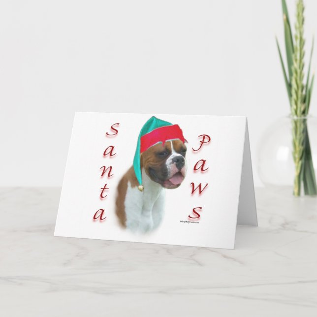Boxer Santa Paws Feiertagskarte (Vorderseite)