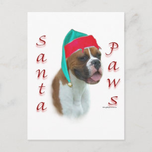 Boxer Santa Paws Feiertagspostkarte
