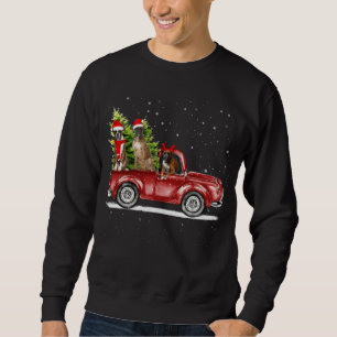 Boxer Santa Reindeer Red Truck Snow Weihnachtsbaum Sweatshirt