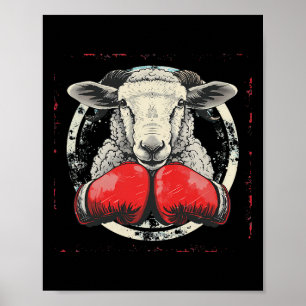Boxer-Schaf mit Boxhandschuhen Kickboxen Lustig Bo Poster