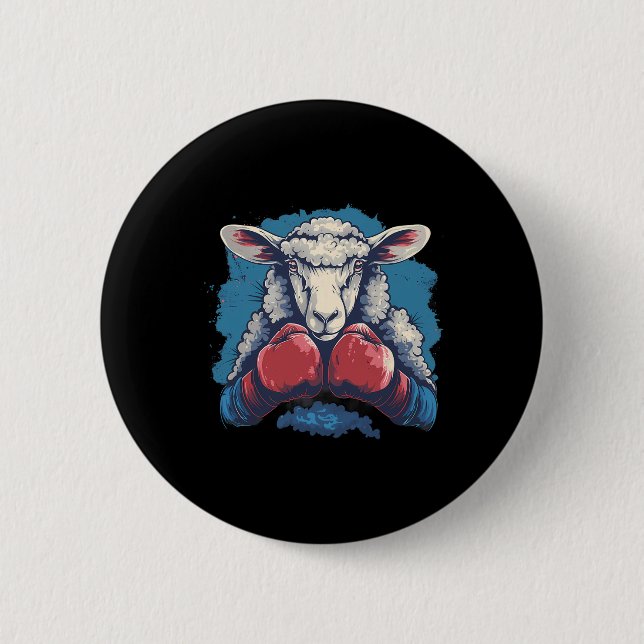 Boxer-Schaf mit Boxhandschuhen Kickboxen Lustiger  Button (Vorderseite)