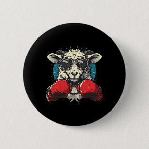 Boxer-Schaf mit Boxhandschuhen Kickboxen Lustiger Button