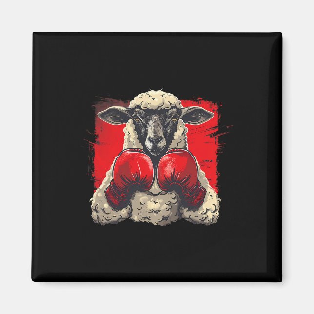 Boxer-Schaf mit Boxhandschuhen Kickboxen Lustiger  Magnet (Vorne)