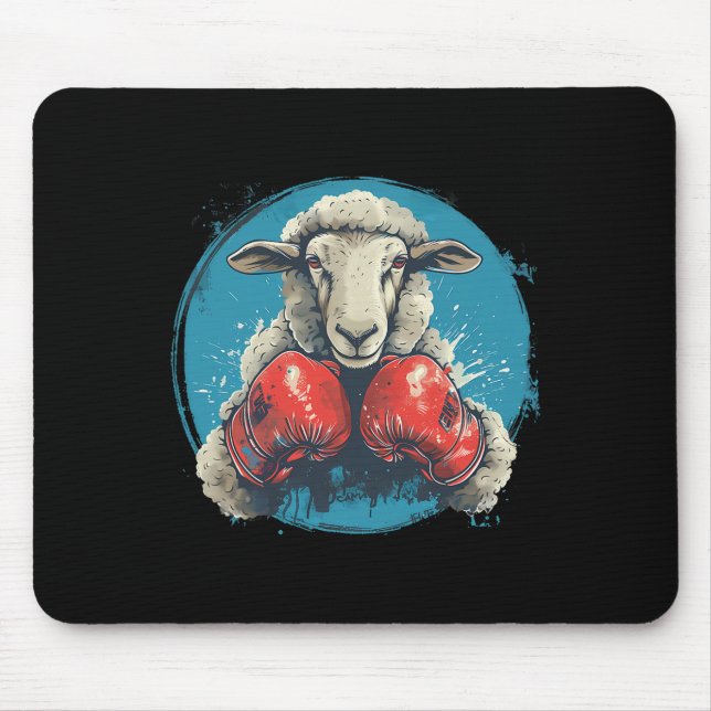 Boxer-Schaf mit Boxhandschuhen Kickboxen Lustiger  Mousepad (Vorne)