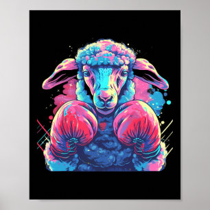 Boxer-Schaf mit Boxhandschuhen Kickboxen Lustiger Poster