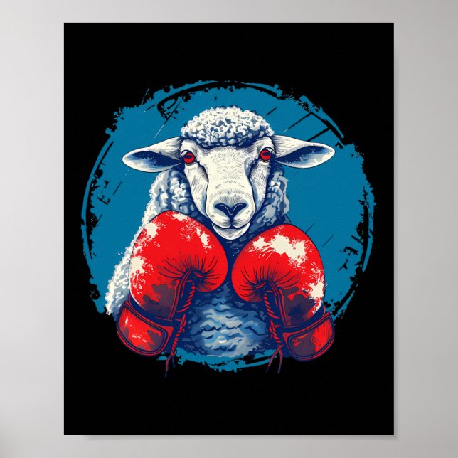 Boxer-Schaf mit Boxhandschuhen Kickboxen Lustiger  Poster (Vorne)