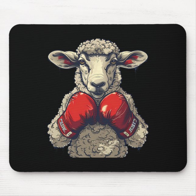 Boxer-Schaf mit Boxhandschuhen Kickboxen Lustiges  Mousepad (Vorne)