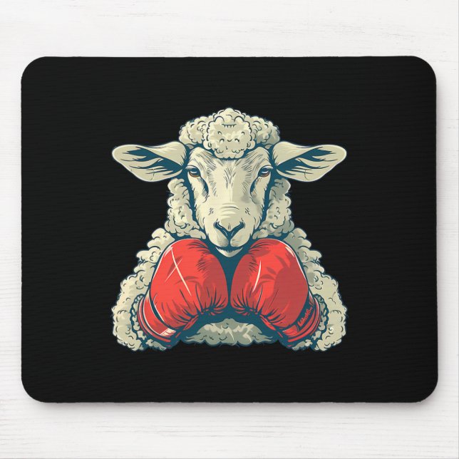 Boxer-Schaf mit Boxhandschuhen Kickboxen Lustiges  Mousepad (Vorne)