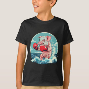 Boxer-Schwein mit Boxhandschuhen Kickboxen Lustige T-Shirt