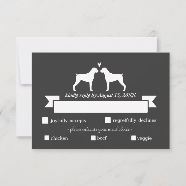 Boxer Silhouetten Hochzeitsantwort UAWG RSVP Karte (Vorderseite)