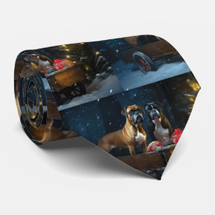 Boxer Snowy Schlitten Weihnachtsdekoration Krawatte
