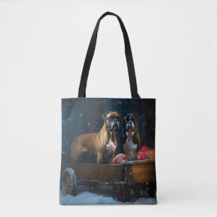 Boxer Snowy Sleigh Weihnachtsdekoration Tasche