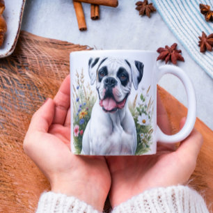 Boxer Spaß liebender Hund in Aquarell Kaffeetasse