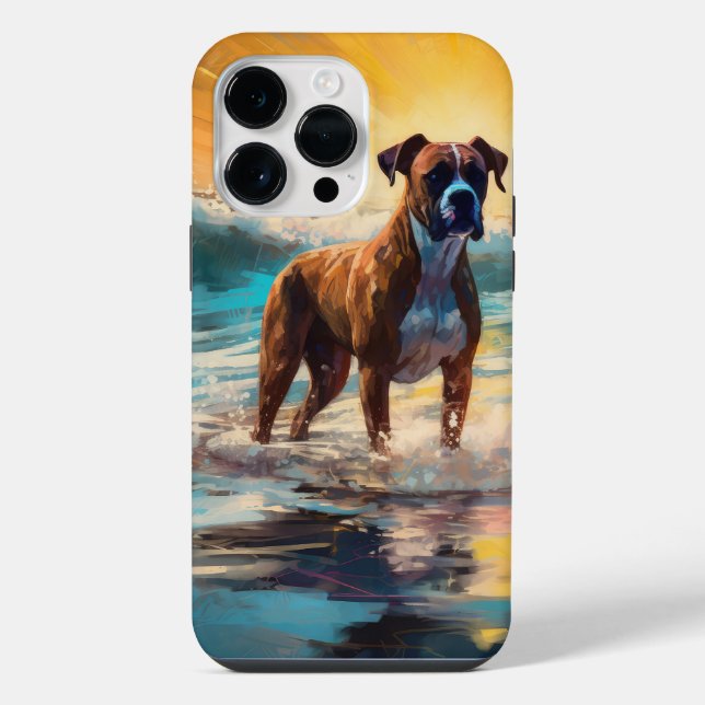 Boxer-Strand-Surfing-Gemälde iPhone 14 Pro Max Hülle (Rückseite)
