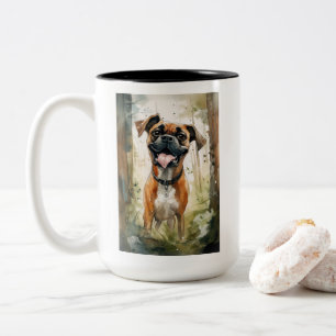 Boxer Terrier Aquarell Whimsical Zweifarbige Tasse