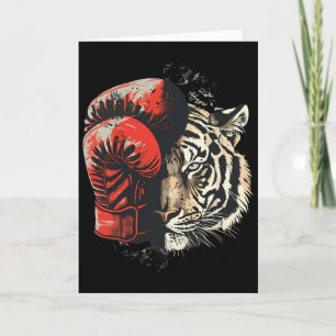Boxer Tiger mit Boxhandschuhen Kickboxen Lustig Bo Karte