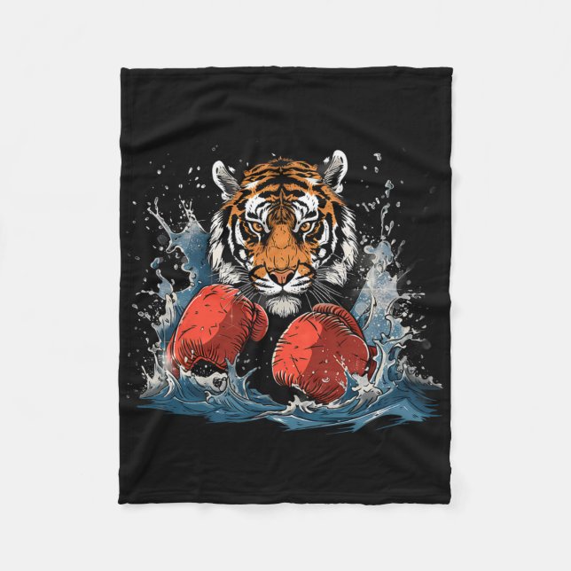 Boxer Tiger mit Boxhandschuhen Kickboxen Lustiges  Fleecedecke (Vorderseite)