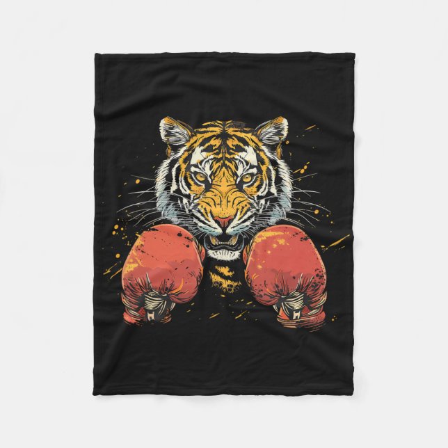 Boxer Tiger mit Boxhandschuhen Kickboxen Lustiges  Fleecedecke (Vorderseite)