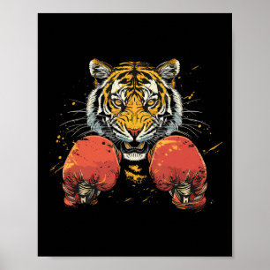 Boxer Tiger mit Boxhandschuhen Kickboxen Lustiges Poster