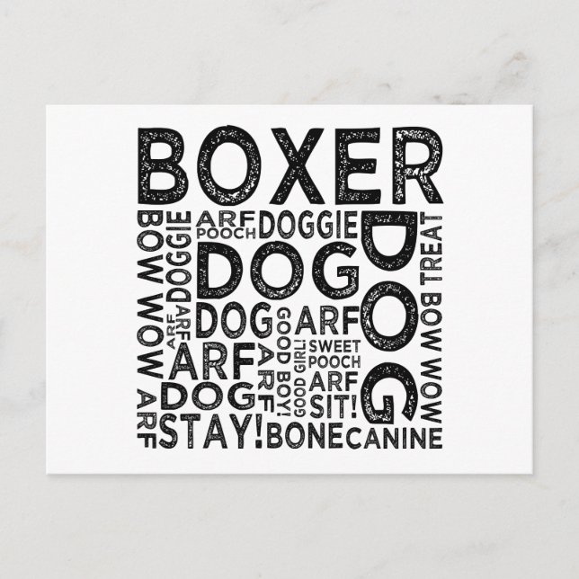 Boxer Typografie Postkarte (Vorderseite)