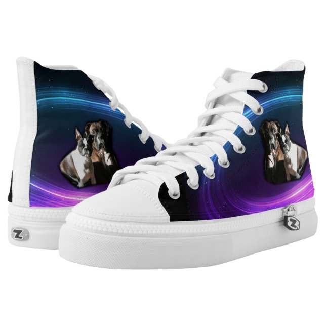 Boxer und Boston Terrier Hallo-Spitzen Hoch-geschnittene Sneaker (Paar)