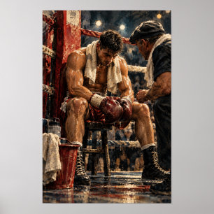 Boxer und Trainer zwischen den Runden Box-Ecke Wan Poster