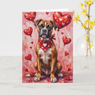 Boxer Valentinstag Hund mit Herzen Rot Karte