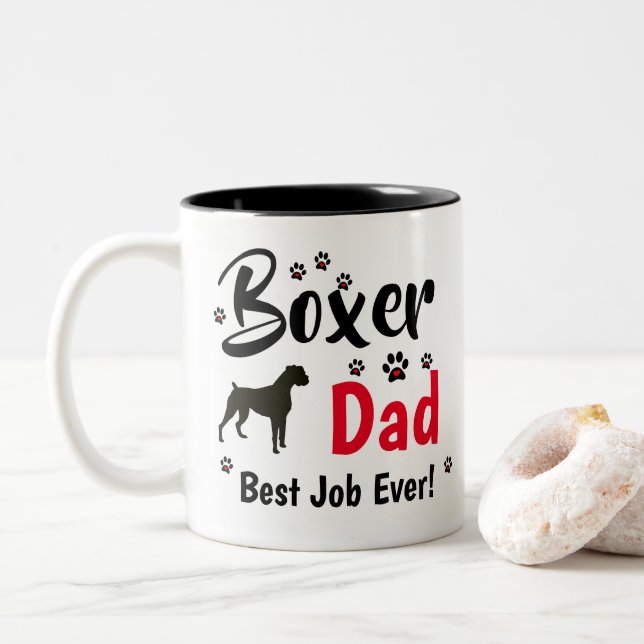 Boxer Vater - Boxer-Dog-Geschenke Zweifarbige Tasse (Mit Donut)