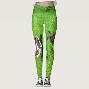 Boxer verfolgt grüne Kunst-Leggings Leggings