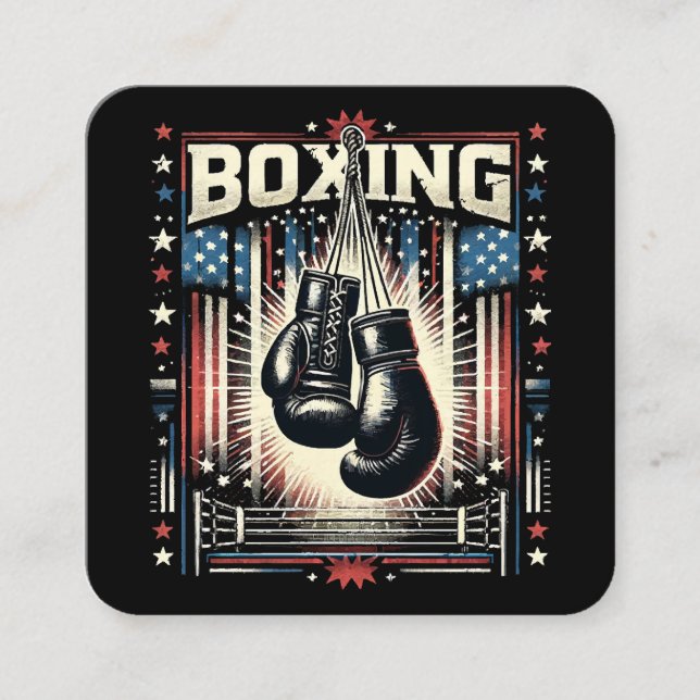 Boxer Vintag Bo - Boxer-Boxen Quadratische Visitenkarte (Vorderseite)