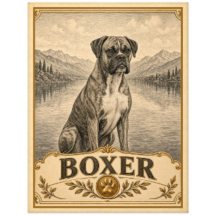 Boxer, Vintage Heritage Hund Postkarte