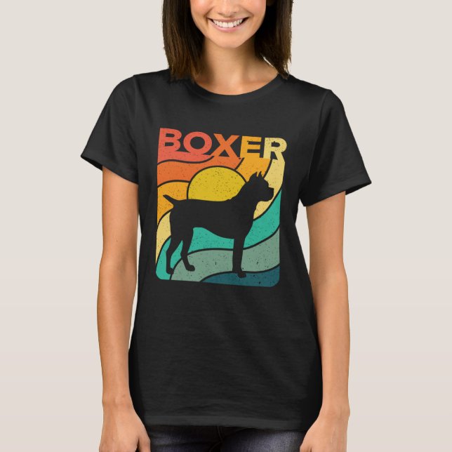 Boxer Vintages Retro Dog  Mum Dad T-Shirt (Vorderseite)