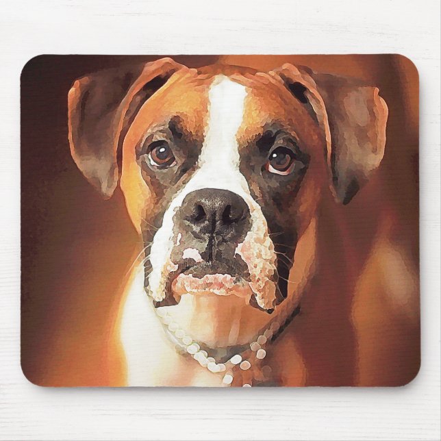 Boxer Wasserfarbe Mousepad (Vorne)