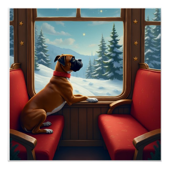 Boxer Weihnachtsabend Zugfahrt Gemälde Poster (Vorderseite)