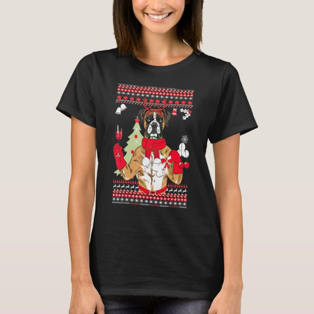 Boxer Weihnachtsbaumdekor Funny Dog Xma T-Shirt (Vorderseite)