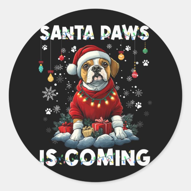 Boxer Weihnachtsbaumleuchten Dekorationen Hund Lov Runder Aufkleber (Vorderseite)
