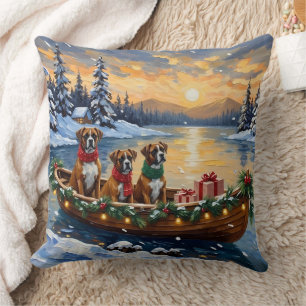 Boxer Weihnachtsboot-Feiertag Kissen