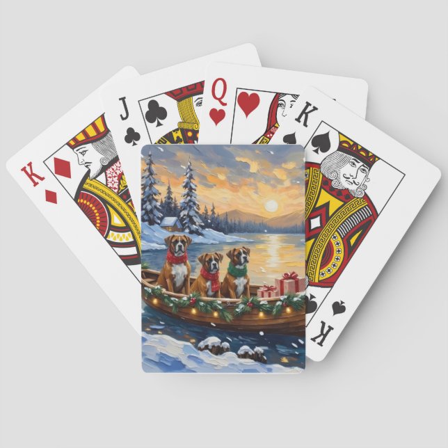 Boxer Weihnachtsboot-Feiertag Spielkarten (Rückseite)