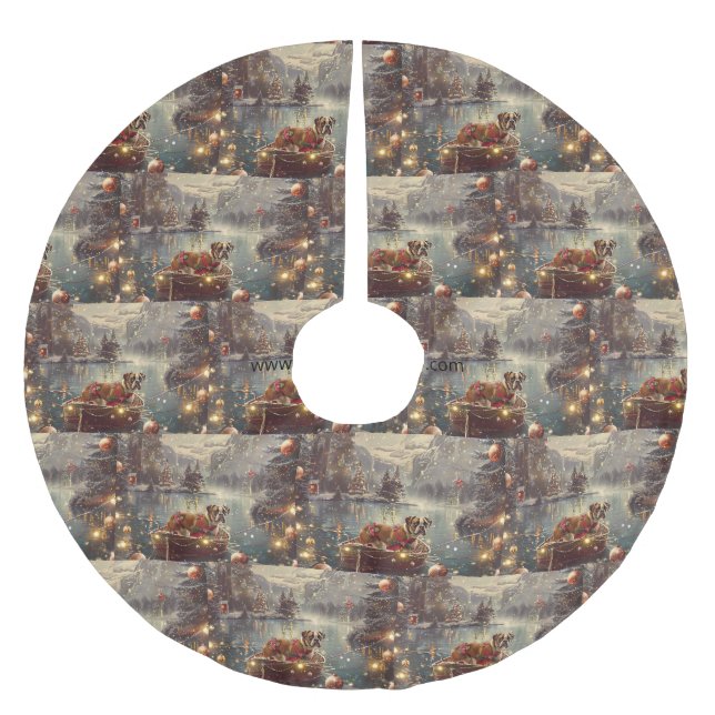 Boxer Weihnachtsfeiertage Polyester Weihnachtsbaumdecke (Vorderseite)