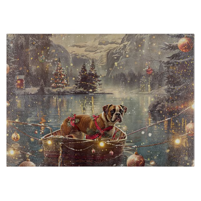 Boxer Weihnachtsfeiertage Schneidebrett (Vorderseite)