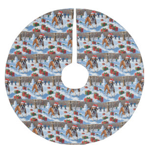Boxer Weihnachtsfestliche Schneeszene Polyester Weihnachtsbaumdecke