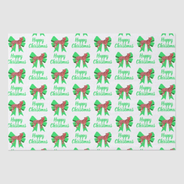 Boxer Weihnachtshund & Grüner Bow White Seidenpapier (Vorderseite)